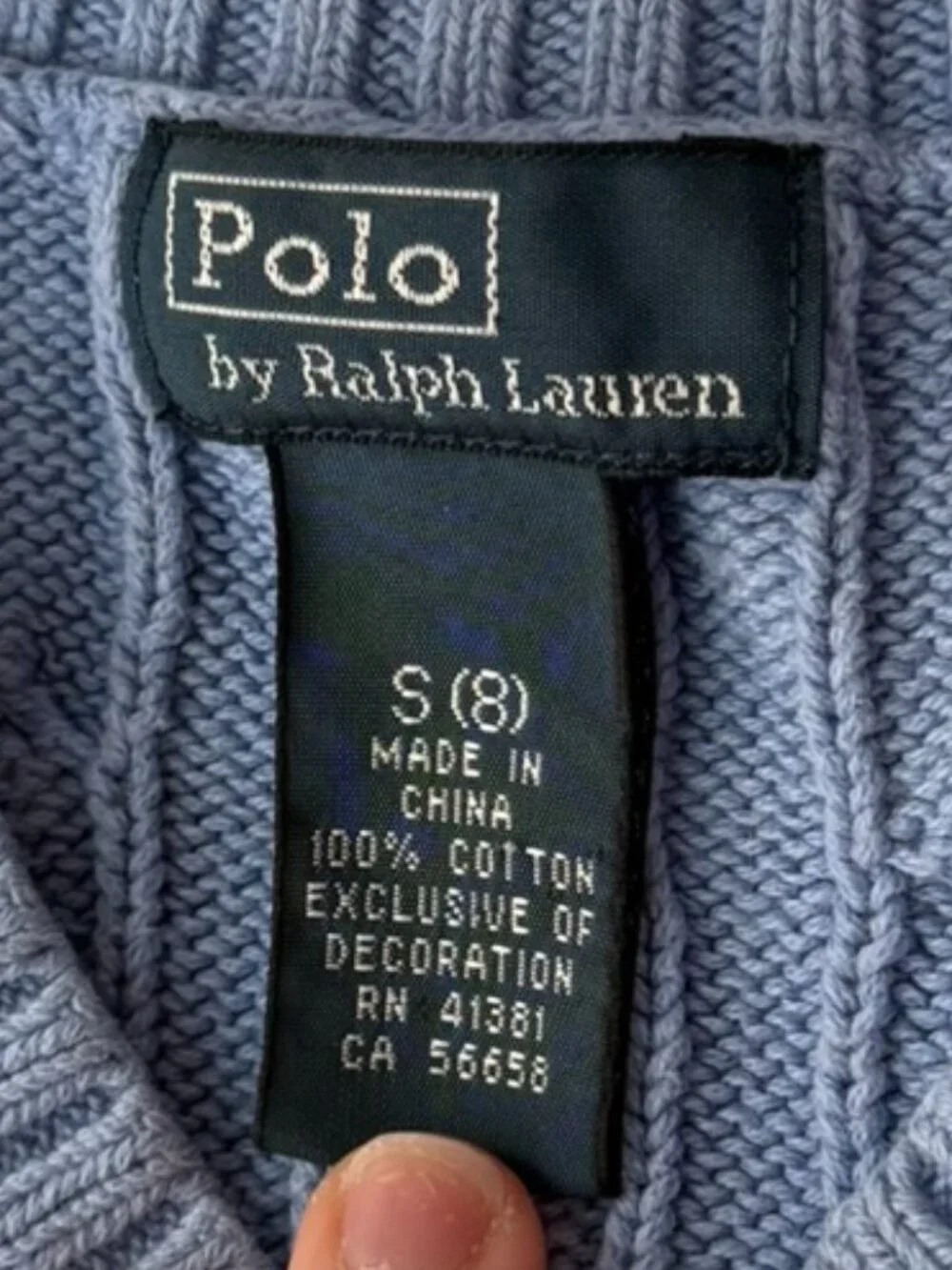 Polo Ralph Lauren Blue Cable Knit V-Neck Sweater Vest Youth Boy Size S 8